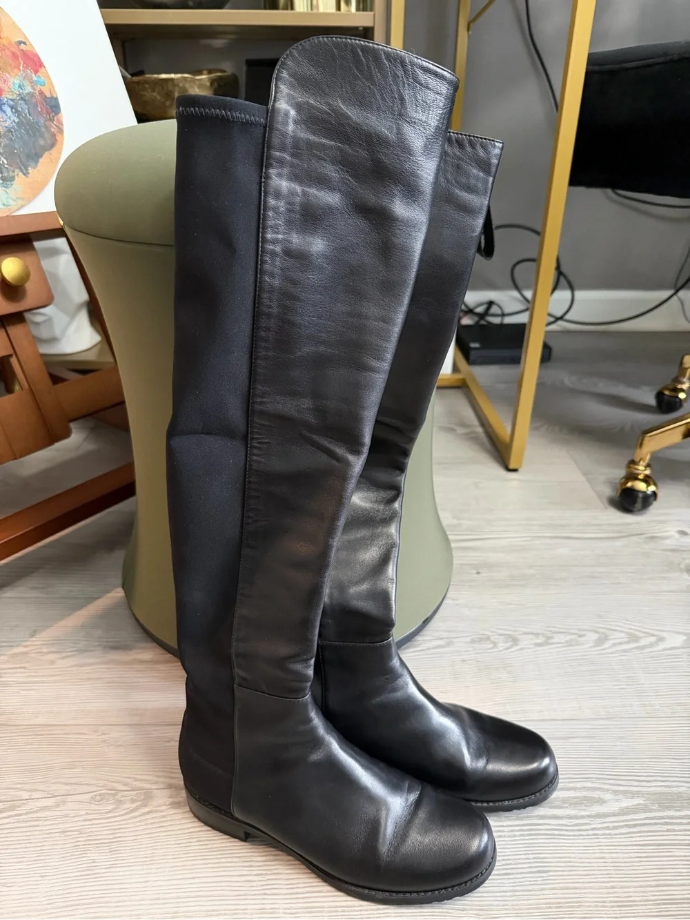 Stuart Weitzman Black Leather 5050 OVER-THE-KNEE BOOT